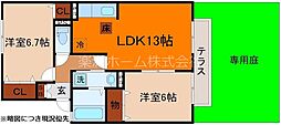 セジュールハピネスA 2LDKの間取図画像
