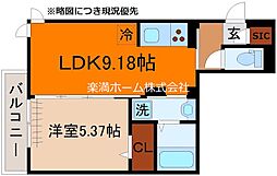アイリス伏見 1LDKの間取図画像