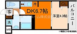 MJC京都EsTRUTH 1DKの間取図画像