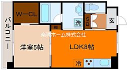 カーサフィオーレ桂 1LDKの間取図画像