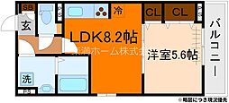 京都市北区紫竹栗栖町アパート 1LDKの間取図画像
