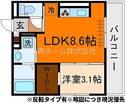 コージーコート上鳥羽 1LDKの間取図画像