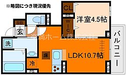 キャッスルヴュー山口 1LDKの間取図画像