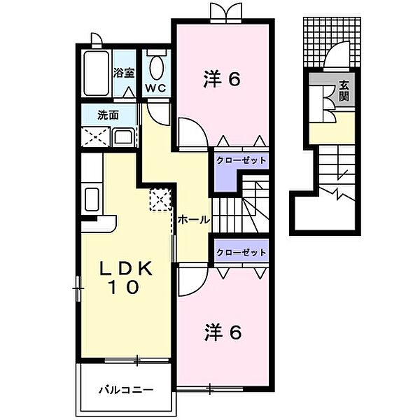 ヴィレッジ・ヴァンガードＢ 205｜岐阜県揖斐郡池田町本郷(賃貸アパート2LDK・2階・57.22㎡)の写真 その2