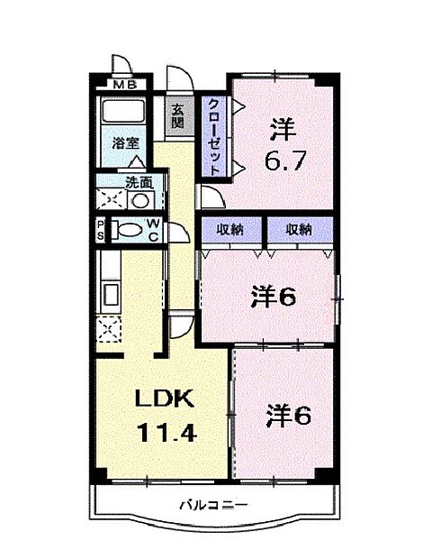 エムエフ　キングダム 102｜岐阜県岐阜市萱場南１丁目(賃貸マンション3LDK・1階・67.66㎡)の写真 その2