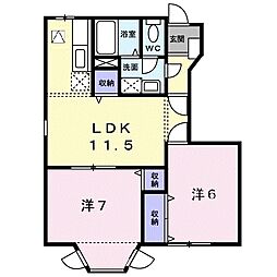 ボヌールB 2LDKの間取図画像