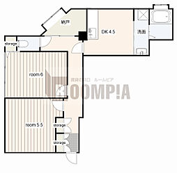コーポ東柳ヶ瀬 2DKの間取図画像