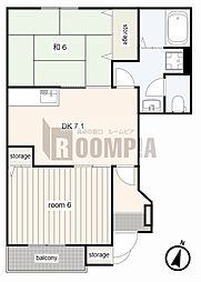 パークヒルズA 2DKの間取図画像