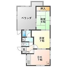 グレイス岐阜 2DKの間取図画像