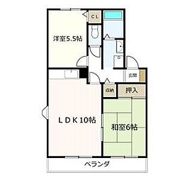エルミタージュクボタ 2LDKの間取図画像