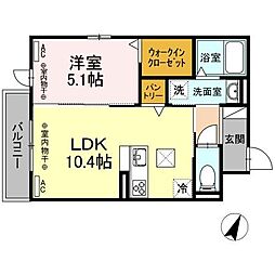 ささら弐番館 1LDKの間取図画像