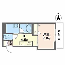 シャーメゾン月の杜 1Kの間取図画像