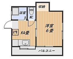 坂元アパート 1Kの間取図画像