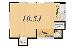 コーポはま ワンルームの間取図画像
