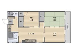 冨士ビル 3DKの間取図画像