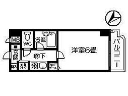 トーカンキャステール交通局前 1Kの間取図画像