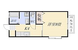 翔和館 1Kの間取図画像