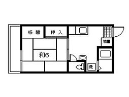 国生ハイツ 1Kの間取図画像