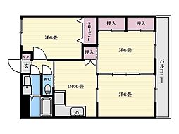 ピアメゾン 3DKの間取図画像