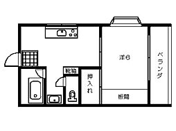 コーポ大鴨 1DKの間取図画像