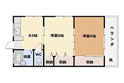 今村コーポ 2Kの間取図画像