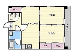 クレストハウス吉野 2LDKの間取図画像