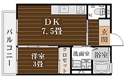 パールハイム 1DKの間取図画像