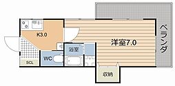 apartment新照院 1Kの間取図画像