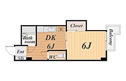 平和ビル 1DKの間取図画像