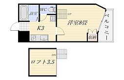 丸善高麗ハイツ 1Kの間取図画像