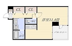 アークネスト高見馬場 ワンルームの間取図画像