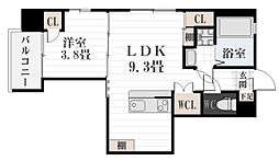 LA-CHIC鹿児島中央 1LDKの間取図画像