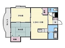 ミモザ 2LDKの間取図画像
