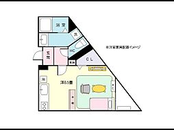 ilare源 ワンルームの間取図画像