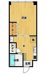 アルバローザ下伊敷 1Kの間取図画像