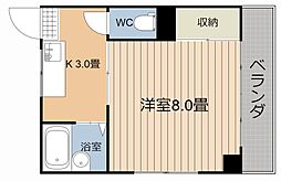レジデンス中央 1Kの間取図画像