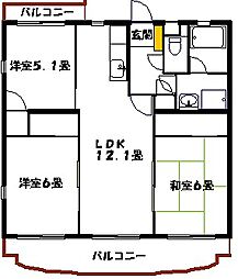 吉本ハイム2 3LDKの間取図画像