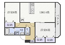 ウイングハイツ 2LDKの間取図画像
