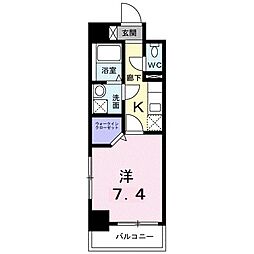 ルーカス 武之橋 1Kの間取図画像