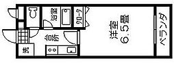 ブルースター上本町 1Kの間取図画像