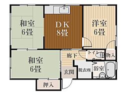 エクセルナカシマ 3DKの間取図画像