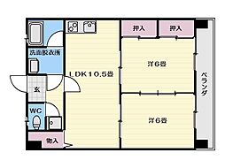 クレストハウス吉野 2LDKの間取図画像