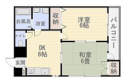 ファインビュー高麗 2DKの間取図画像