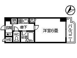 トーカンキャステール交通局前 1Kの間取図画像