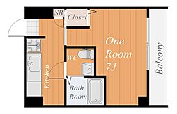 シャーレック 1Kの間取図画像