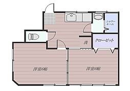 たけマンション 2DKの間取図画像