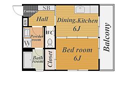 タウンプラザ照国 1DKの間取図画像