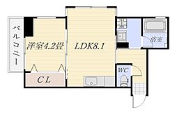 鹿児島市小川町マンション 1LDKの間取図画像