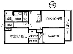 プライムガーデン21 2LDKの間取図画像