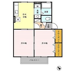 イクスピアリベマーイ 2DKの間取図画像